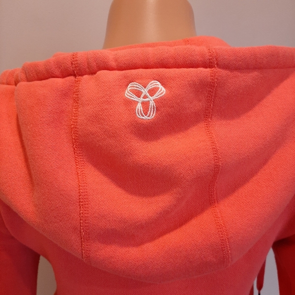 TNA Aritzia Full Zip Hoodie Sweatshirt Sweater Orange Embroidered Logo Fleece - Picture 10 of 14